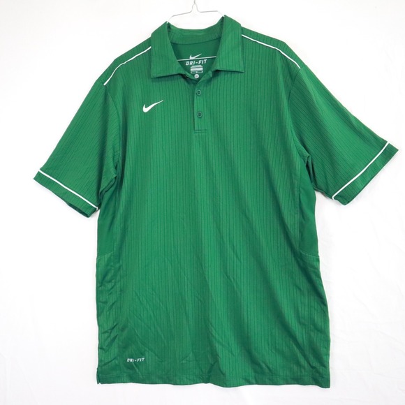 Nike Other - Nike Polo Shirt‎ Mens Medium Dri-Fit Performance Golf Green Striped Short Sleeve